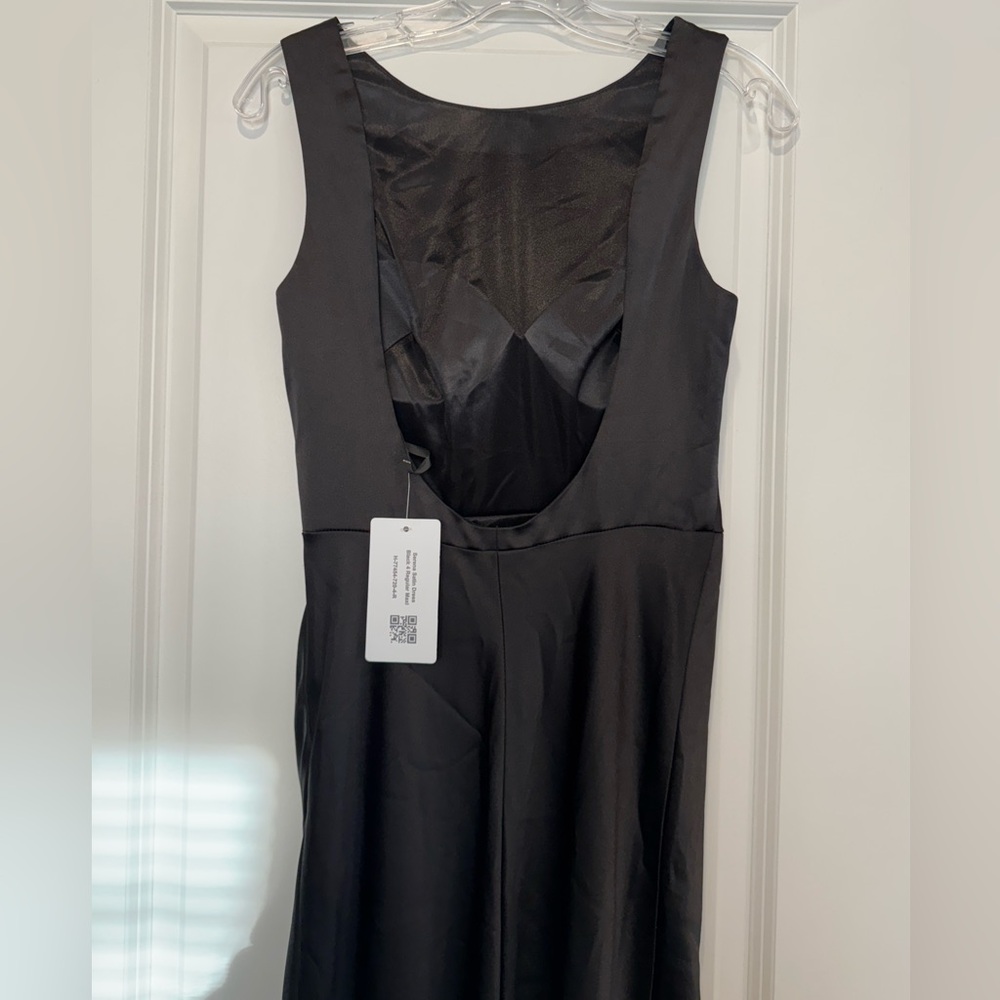 Revelry Serena Black Satin Maxi Dress - Picture 2 of 4